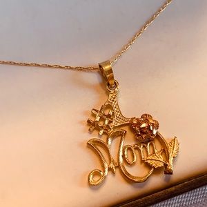 14K Necklace with 10K #1 Mom Pendant
